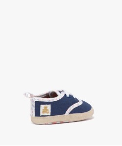 Chaussons de naissance en toile à liseré fleuri - LuluCastagnette
